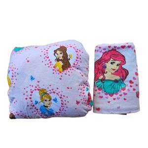 Disney Princess Flannel Twin Fitted Sheet Pillow Case Ariel Cinderella Belle